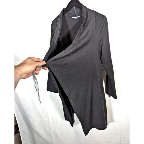 Bryn Walker Tie Front Duster Topper Hi-Low Hem Washed Black Sz S Stretch Tunic - Picture 4 of 8